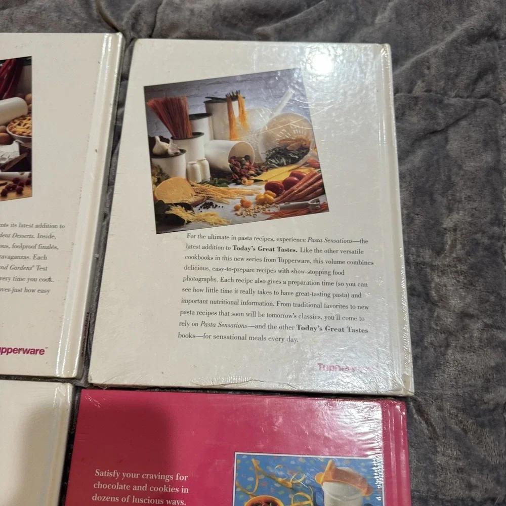 4 NEW Tupperware Cookbooks Recipe Books Set Salads Pasta Chocolate‎ Cookies Vtg